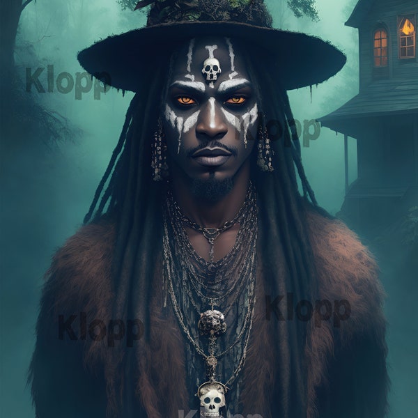 Papa Legba Print New Orleans Voodoo Creepy Wall Decor Téléchargement numérique Horreur Witchdoctor Occult Skull Hoodoo Witchy Aesthetic Weird Stuff