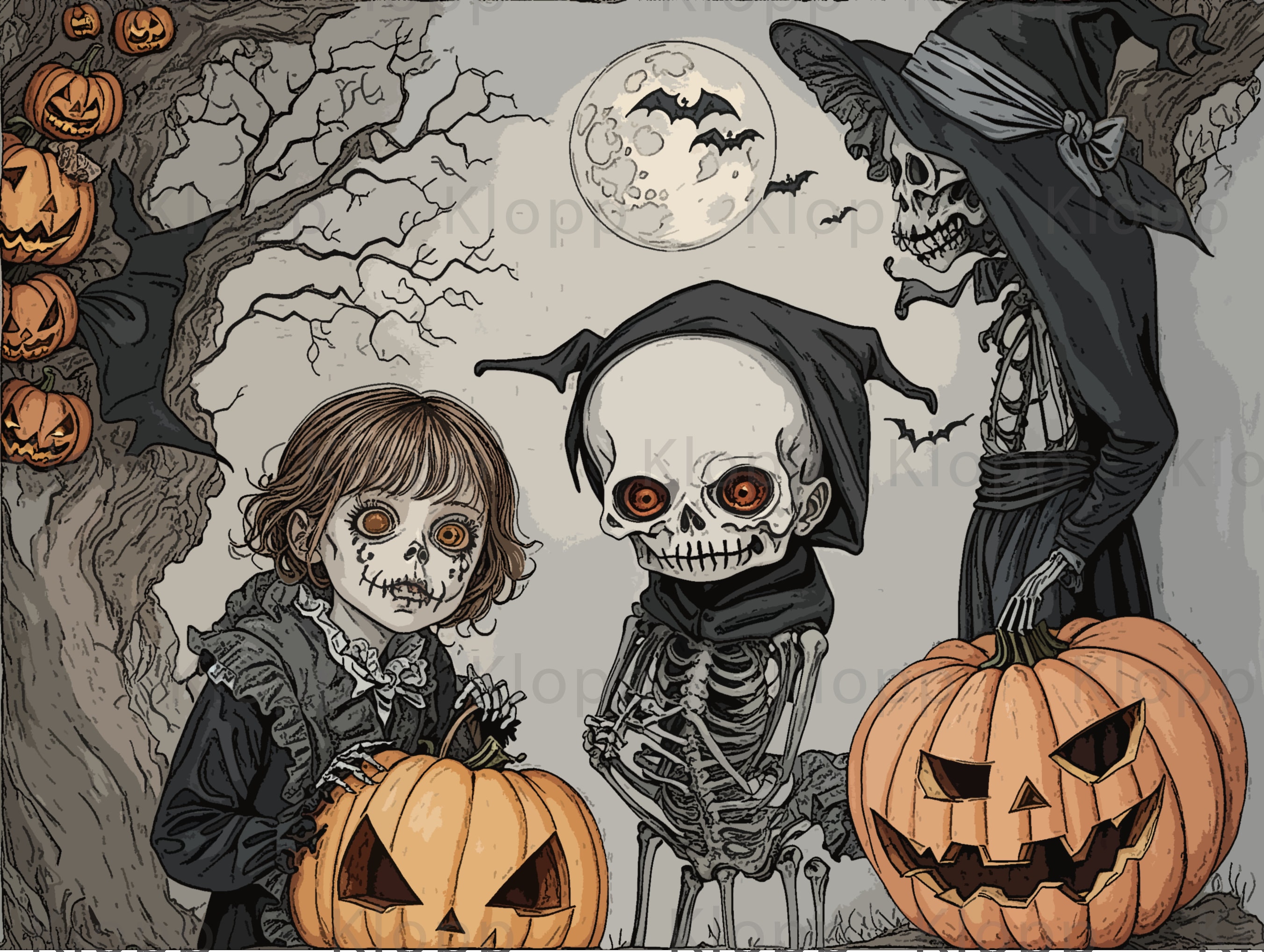 Cute and Creepy Halloween Wall Art Macabre Art Halloween Etsy