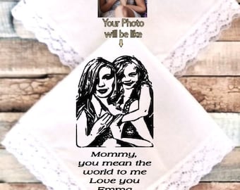 Mouchoir personnalisé en dentelle : mouchoir de mariage personnalisé avec photo et message