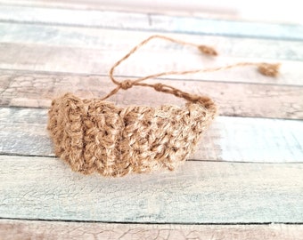 Bracelet réglable en macramé de chanvre : corde tressée en jute naturel
