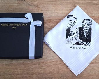 Mouchoir personnalisé avec photo et texte pour homme|Coffret cadeau personnalisé et mouchoir pour la fête des pères|Mouchoir de poche pour papa, marié, mari