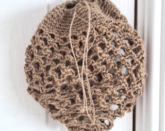 Sac artisanal en jute au crochet : panier en chanvre durable (23 x 20 cm)