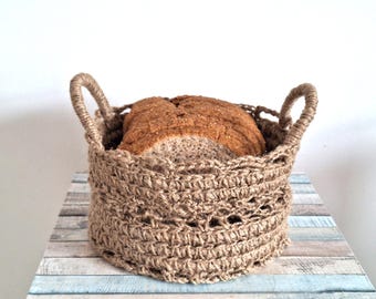 Panier en jute fait main avec poignées : panier-cadeau tissé respectueux de l'environnement