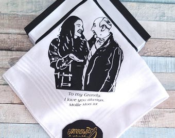 Mouchoir photo personnalisé : mouchoir brodé personnalisé, cadeau fête des mères/pères