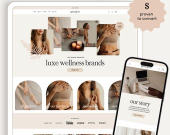 Shopify Theme for Wellness Brands | Shopify 2.0 Code-Free Theme | Minimal Neutral Shopify Store Design | eCommerce Site Template
