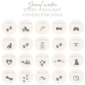Minimalist Hund Instagram Highlight Covers: Beige & Braun (Digitaler Download)