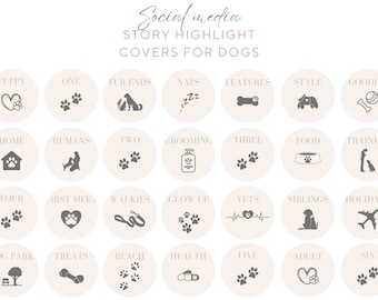 Instagram Highlight Covers. Dog. Beige Aesthetic. Digital Download. 28 Covers.