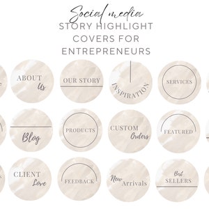 Minimalist Beige Instagram Highlight Covers, 18 Modern Text Designs for Entrepreneurs & Businesses, Instant Download