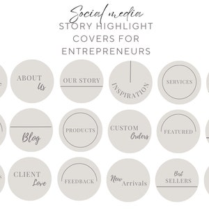 Minimalist Grey Instagram Highlight Covers, 18 covers, Modern Text for Businesses & Entrepreneurs, Instant Digital Download