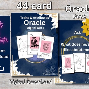 Oracle deck, Digital download oracle deck, Traits and Attributes card deck, instant download, print at home oracle tarot deck