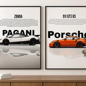 Luxury Supercar Poster Set of 10 |Lamborghini, Porsche, McLaren, Bugatti Wall Art | Modern Car Prints for Men’s Room Decor