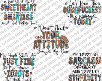 Sarcasm Png, Sarcastic Png, Funny Sarcastic Sublimation Bundle Png, Funny Quotes Bundle Png, Sassy Png, Diseños de sublimación, Descarga digital