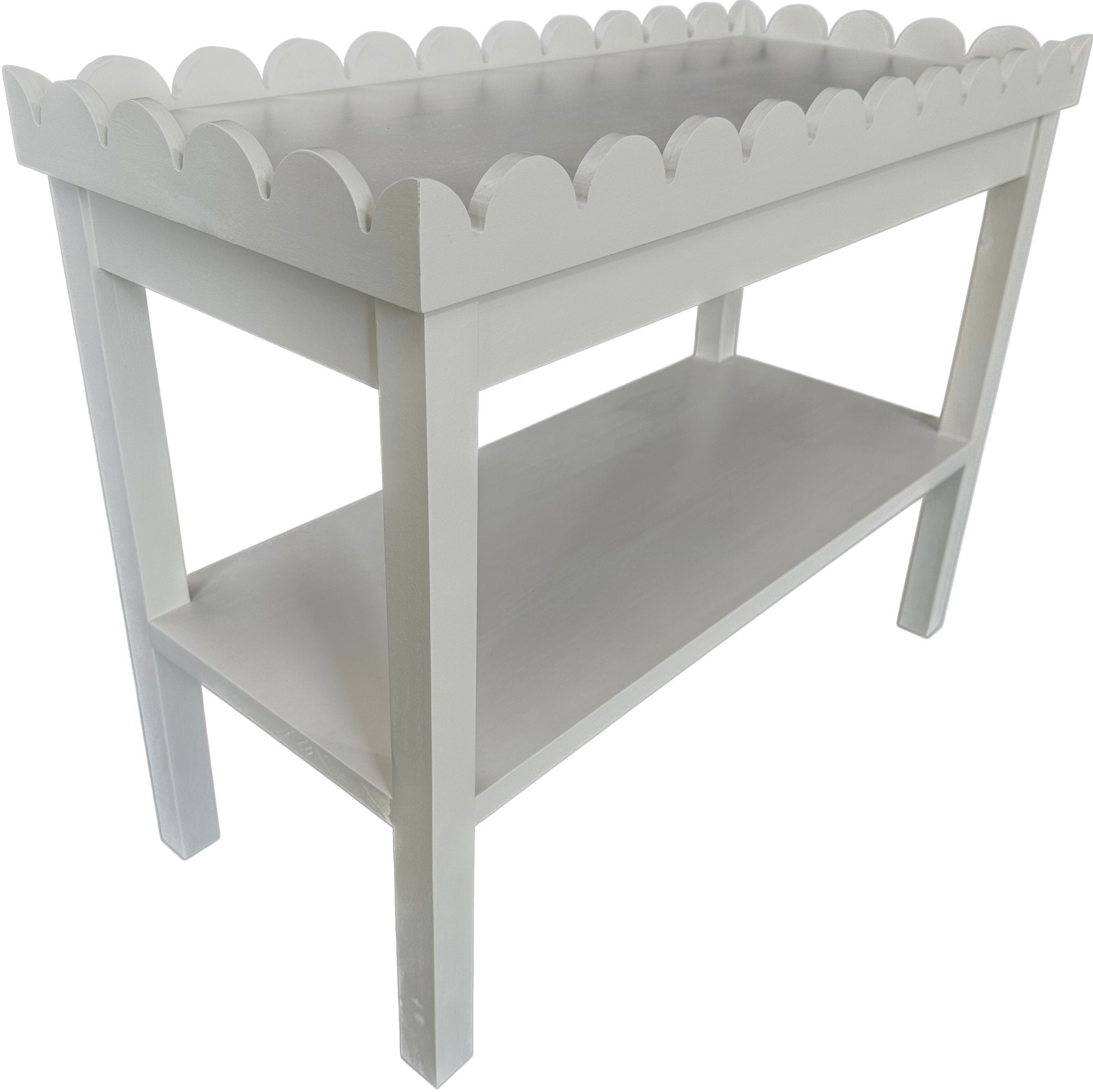 White scalloped coffee table deals
