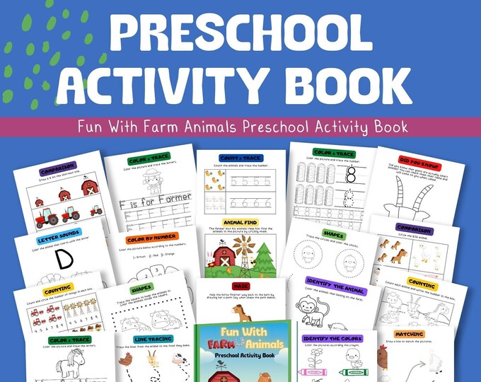 Farm Animal Preschool Activity Printable - Etsy Canada