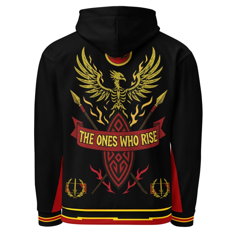 We Are The Ones Who Rise | Afrocentric Phoenix Hoodie | Black Heritage Flag Streetwear | Pan-African Unisex AOP Hoodie  | Fba Apparel