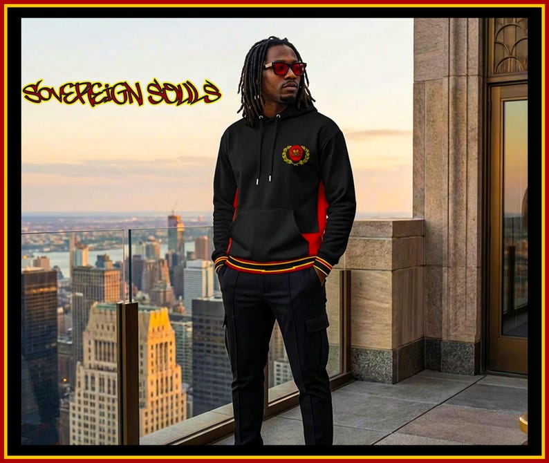 Black Heritage Flag Hoodie | Afrocentric Streetwear | FBA Apparel | Phoenix hoodie image 7