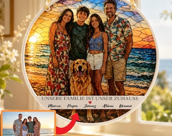 Personalized family suncatcher - Christmas gift for families - birthday gift for dad, mom, and child - acrylic window decoration - photo gift for parents