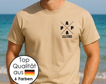 Papas Shirt - T-Shirt mit Namen und Geburtsjahr - Papa Geschenk - Vatertag Geschenkidee - Personalisiertes Papa Shirt - Vatertaggeschenk