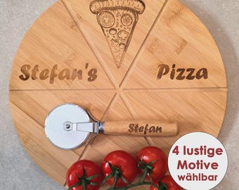 Personalisierter Pizzateller mit Gravur - Geschenk Geburtstag Vatertag - Pizzabrett personalisiert mit Namen - Muttertag Geschenk Mama