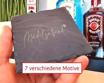 Geschenk Papa Mama Geburtstag Hochzeit Untersetzer Schiefer lustig Hausbar Partygeschenk Beste Freundin Freund mit Spruch graviert Einzug