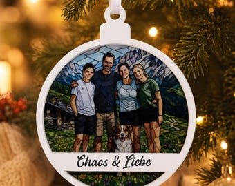 Personalized Christmas bauble for families - Christmas gift for parents of children - Family gift personalized with names, tree ornament, and photo