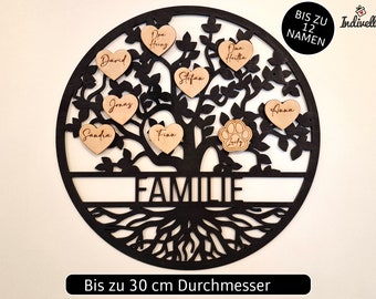 Stammbaum Holz Wand - Familienbaum Weihnachtsgeschenk Eltern Großeltern - Geschenk Weihnachten Familie - Geschenk zum Einzug Umzug Richtfest