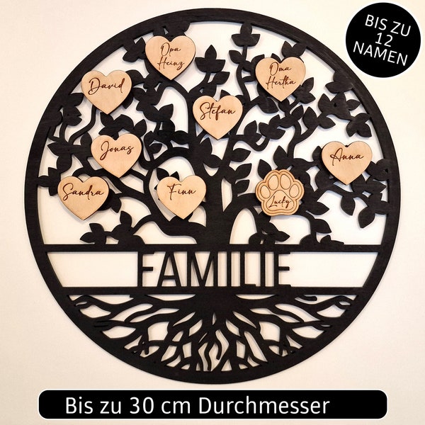 Stammbaum Holz Wand - Familienbaum Weihnachtsgeschenk Eltern Großeltern - Geschenk Weihnachten Familie - Geschenk zum Einzug Umzug Richtfest