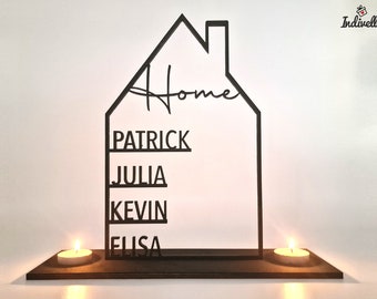 Ostern Geschenk Familie - Haus mit Namen Ostergeschenk Mama Papa Geschenk Geschenk zum Osterfest Windlicht Kerze personalisiert