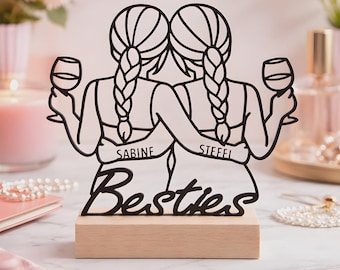 Gift for best friend - Birthday gift for best friend (30th, 40th, 50th, 60th) - Personalized with name, line art gift idea for best friend