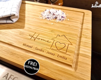 XXL Holz Schneidebrett personalisiert zum Einzug - Steakbrett Einweihungsgeschenk Holzbrett Richtfest Salz und Brot Geschenke - Neubau