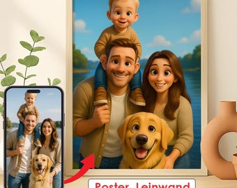 Familien Porträt Foto Comic - Personalisiertes Weihnachtsgeschenk Eltern - Familie Geschenk Weihnachten - Foto Poster - Familiengeschenk