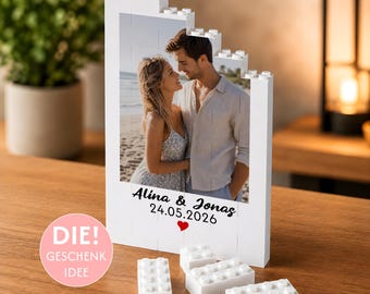 Personalisiertes Jahrestag Fotogeschenk - Foto Puzzle Klemmbausteine - Hochzeitstag - Romantisches Geschenk - Geburtstagsgeschenk Paare Foto