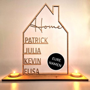 House with name made of wood - gift topping out ceremony moving house opening gift house blessing moving in gift - family gift personalized with name