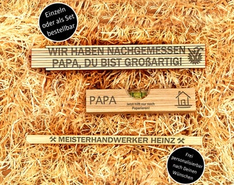 Geschenk Papa Vater - Weihnachtsgeschenk Vatertag Geschenk Werkzeug Set Geschenkset für Mann graviert personalisiert mit Name aus Holz