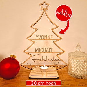 Christmas tree with name wood - Christmas gift decoration family gift personalized name - Christmas decoration - candle lantern