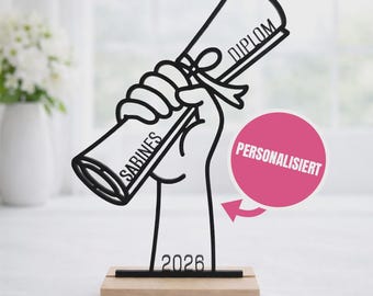 Gift for graduation - Engineer - Technician - Personalized with name and year - Continuing education - Line Art 3D display stand - Gift idea