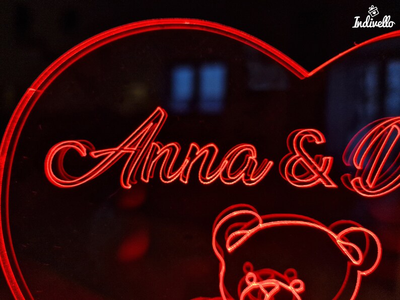 Valentinstaggeschenk für Ihn Sie LED Lampe Herz Gravur Teddybär Freundin Freund Valentinstag Geschenk Paare Personalisiertes Geschenk Bild 10