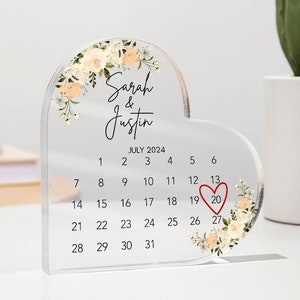 Personalized Wedding Gift, Anniversary Calendar Acrylic Plaque, Wedding Gift for Couple, Married Plaque Gift for Couple, Wedding Keepsake