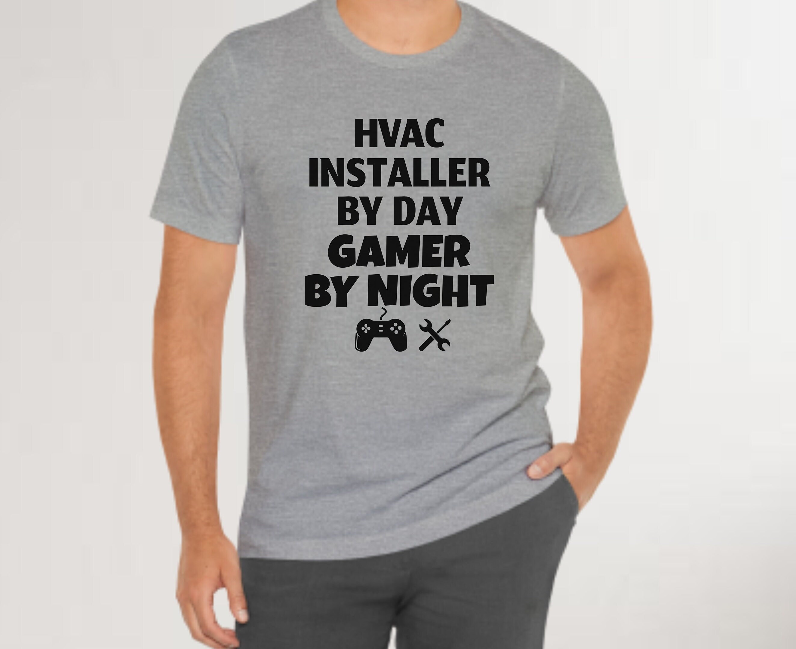 Funny Hvac Shirt Hvac Installer by Day Gamer by Night Husband Hvac Gift