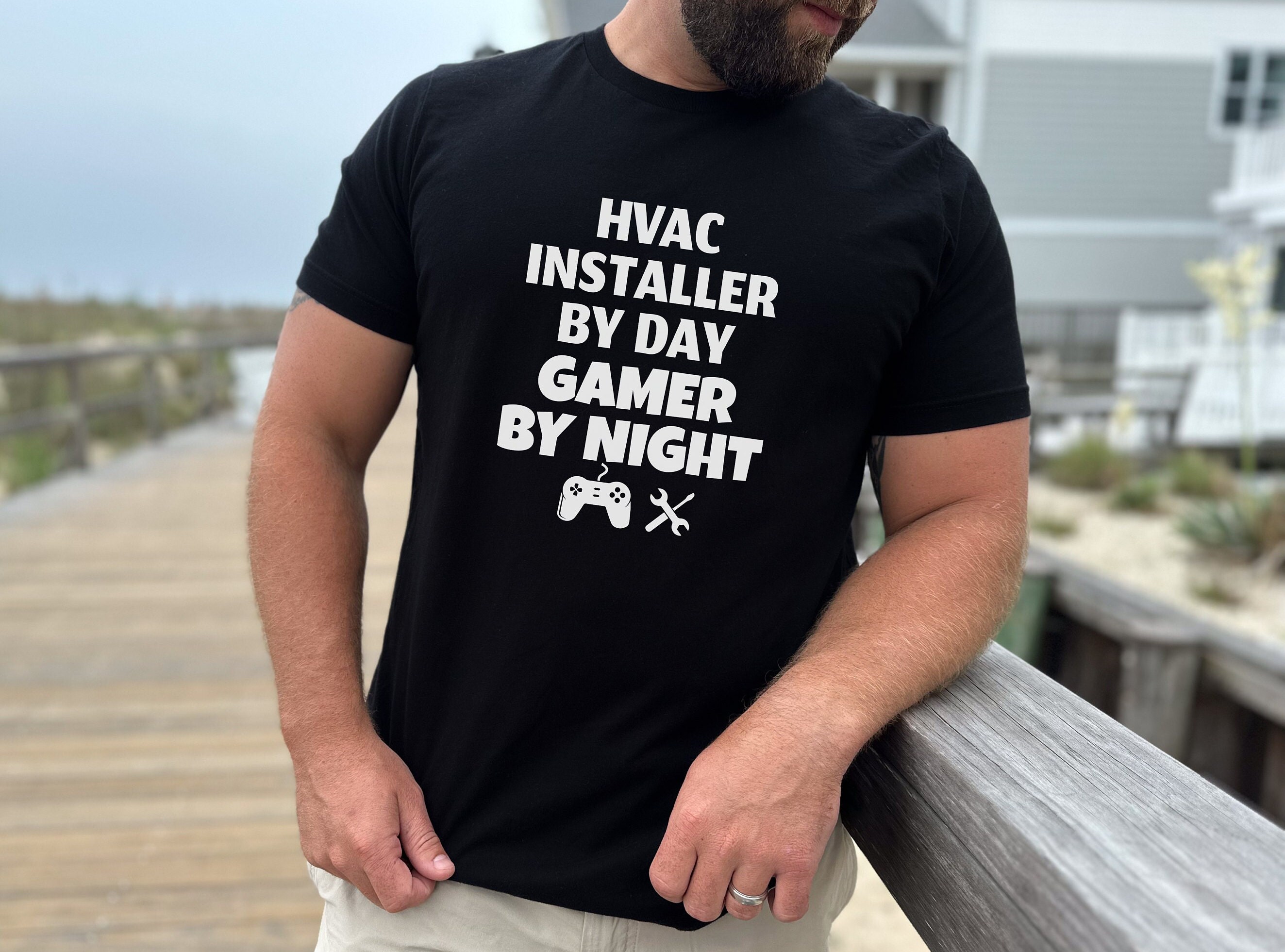 Funny Hvac Shirt Hvac Installer by Day Gamer by Night Husband Hvac Gift