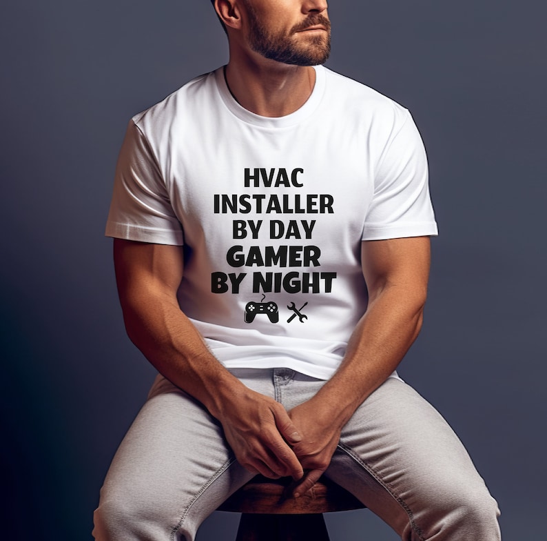 Funny Hvac Shirt Hvac Installer by Day Gamer by Night Husband Hvac Gift