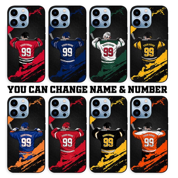 Personalized Hockey Jersey Name and Number Phone Case iPhone 15 14 13 12 11/ Samsung S24 S23 S22 S21 | Phone Case Hockey Sports Custom