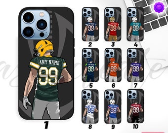 Nombre y número de camiseta de fútbol americano personalizado Funda de teléfono iPhone 15 14 13 12 11/ Samsung S24 S23 S22 S21 S20 S10 S9