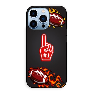 Personalized Icon Logo Hand Football Fans Sports Phone Cases Custom Number iPhone 15 14 13 12 11 XS XR, Samsung S23 S22 S21 S20 Cover
