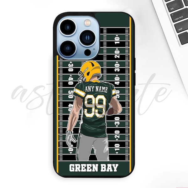 Personalized Custom Green Bay Jersey Name and Number with Stadium Apple iPhone 15 14 13 12 11 Samsung S24 S23 S22 S21 Plus Ultra