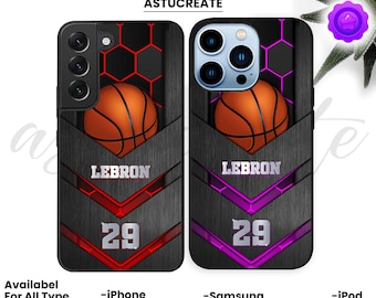 Coque de portable de basketball personnalisée, nom et numéro personnalisés