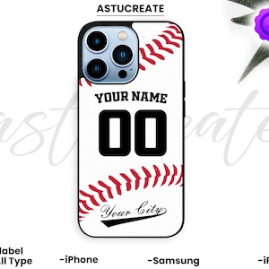 Personalisierte Baseball angepasst Team, Name & Stadt Apple iPhone 16 15 14 13 12 11 Samsung S23 S22 S21 | Google Pixel 5 6 7 8 Pro