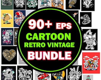 90+ Streetwear EPS Designs | Cartoon Retro T-Shirt Bundle (Digital Download)