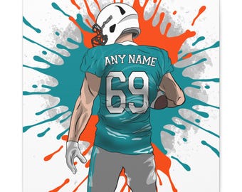 Personalized Miami Dolphins Football Jersey PNG, Custom Name & Number (Digital Download)
