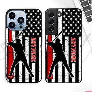 Personalisierte Baseball USA American Baseball Flagge Handyhülle iPhone 16 15 14 13 12 11 | Samsung S24 S23 S22 S21 S20 Ultra